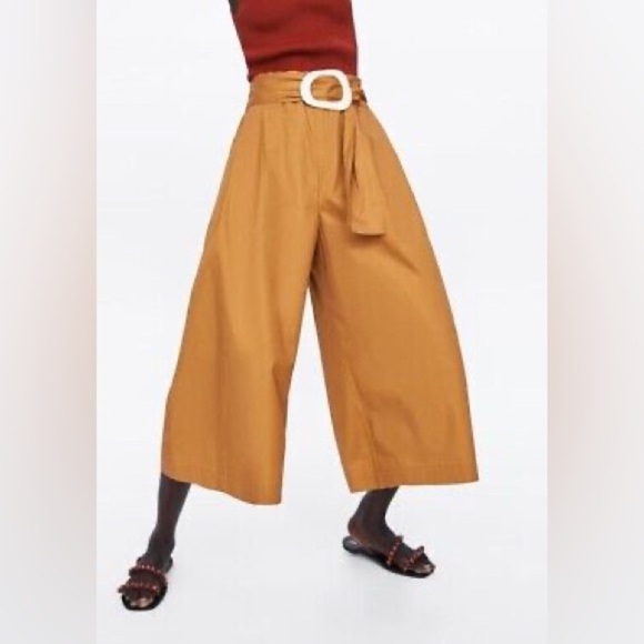NWT Zara Wide Leg Cropped Pants - Picture 2 of 6